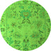 Round Machine Washable Abstract Green Modern Area Rugs, wshabs4315grn