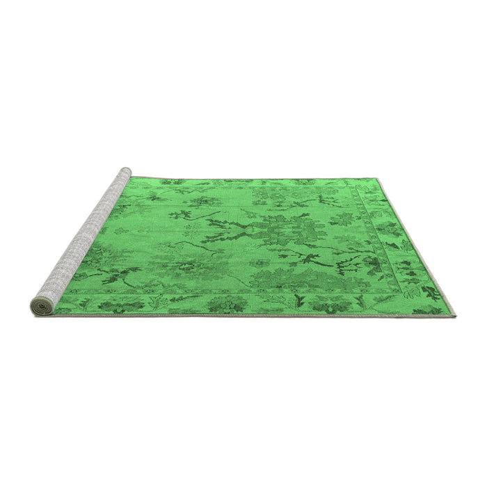 Sideview of Machine Washable Abstract Emerald Green Modern Area Rugs, wshabs4315emgrn