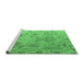 Sideview of Machine Washable Abstract Emerald Green Modern Area Rugs, wshabs4315emgrn