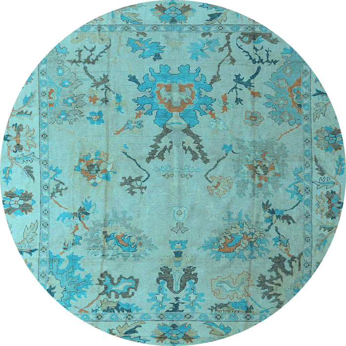 Round Abstract Light Blue Modern Rug, abs4315lblu