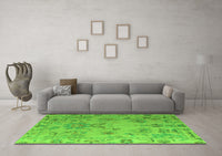 Machine Washable Abstract Green Modern Rug, wshabs4315grn