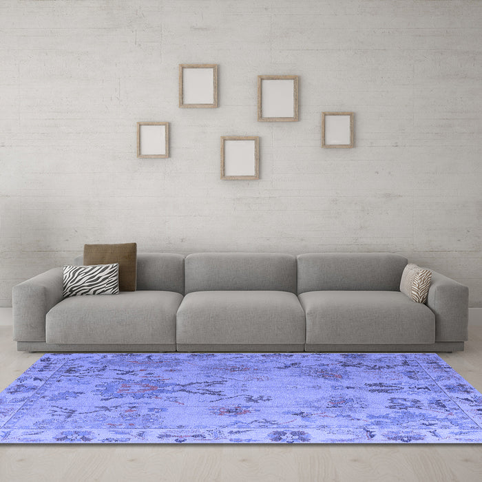Machine Washable Abstract Blue Modern Rug in a Living Room, wshabs4315blu