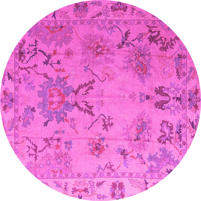 Round Machine Washable Abstract Pink Modern Rug, wshabs4315pnk