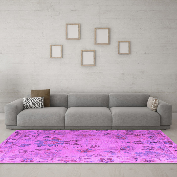 Machine Washable Abstract Purple Modern Area Rugs in a Living Room, wshabs4315pur