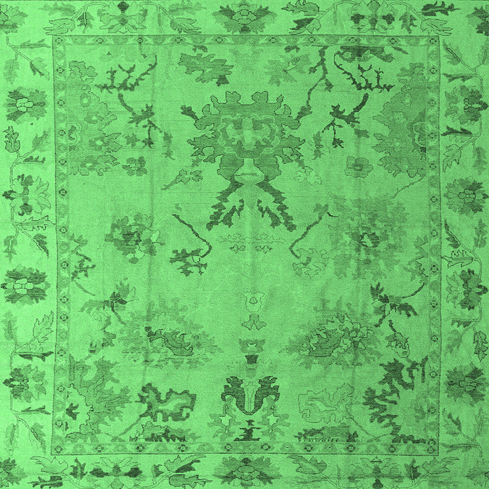 Square Machine Washable Abstract Emerald Green Modern Area Rugs, wshabs4315emgrn