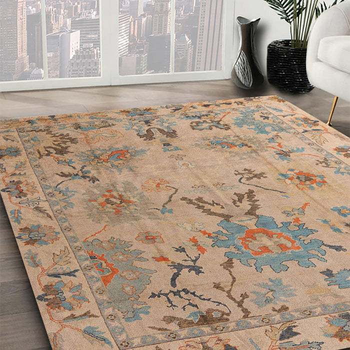 Machine Washable Abstract Brown Sugar Brown Rug in a Family Room, wshabs4315