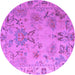 Round Machine Washable Abstract Purple Modern Area Rugs, wshabs4315pur