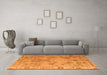 Machine Washable Abstract Orange Modern Area Rugs in a Living Room, wshabs4315org