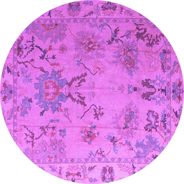 Round Abstract Purple Modern Rug, abs4315pur