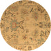 Round Abstract Brown Modern Rug, abs4315brn