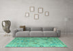 Machine Washable Abstract Turquoise Modern Area Rugs in a Living Room,, wshabs4315turq