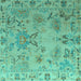 Square Abstract Turquoise Modern Rug, abs4315turq