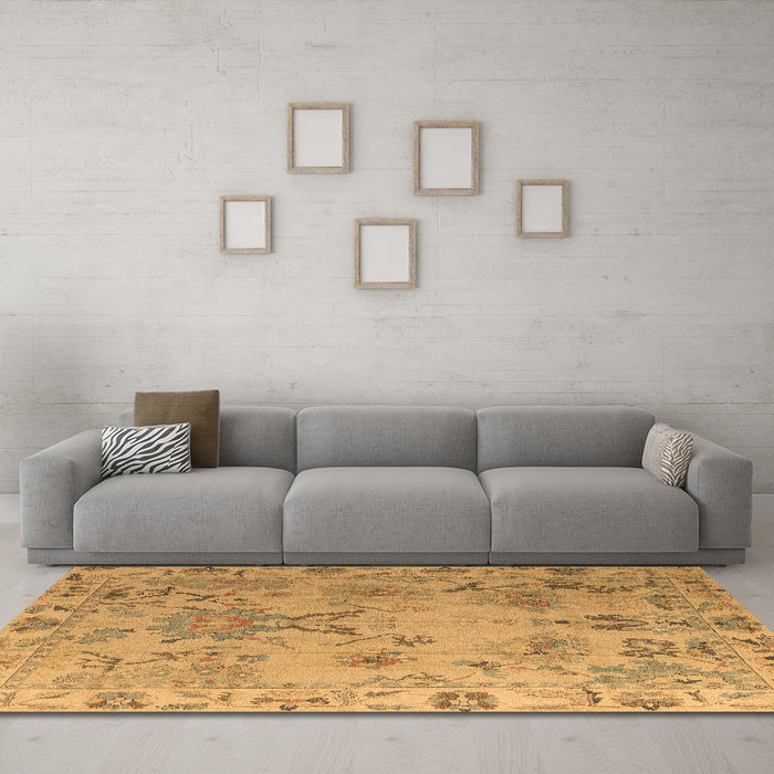 Machine Washable Abstract Brown Modern Rug in a Living Room,, wshabs4315brn