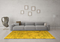 Machine Washable Abstract Yellow Modern Rug, wshabs4315yw