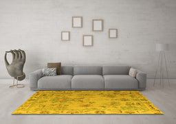 Machine Washable Abstract Yellow Modern Rug in a Living Room, wshabs4315yw