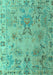 Machine Washable Abstract Turquoise Modern Area Rugs, wshabs4315turq