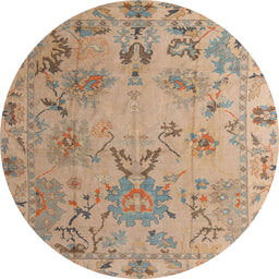 Round Abstract Brown Modern Rug, abs4315