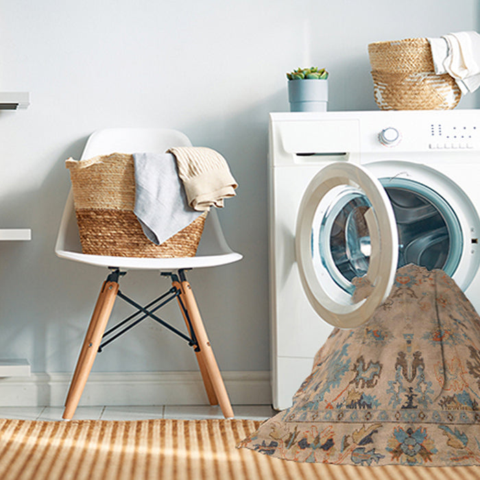 Machine Washable Abstract Brown Sugar Brown Rug in a Washing Machine, wshabs4315