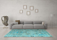 Machine Washable Abstract Light Blue Modern Rug, wshabs4315lblu