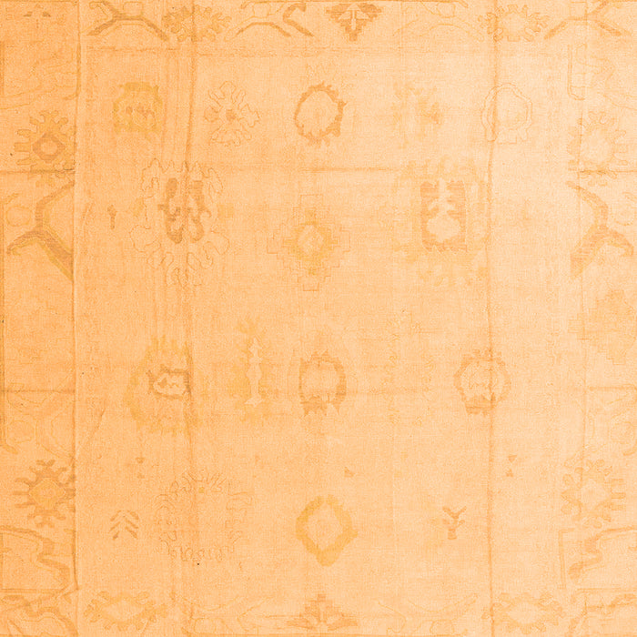 Square Machine Washable Oriental Orange Traditional Area Rugs, wshabs4316org