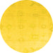 Round Machine Washable Oriental Yellow Traditional Rug, wshabs4316yw