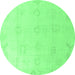 Round Machine Washable Oriental Emerald Green Traditional Area Rugs, wshabs4316emgrn