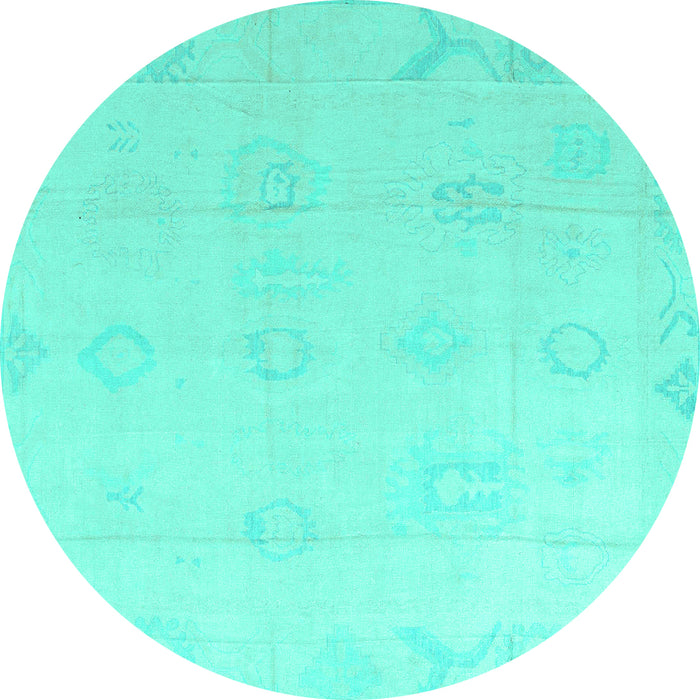 Round Oriental Turquoise Traditional Rug, abs4316turq