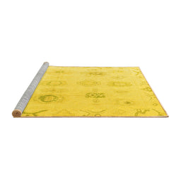 Sideview of Machine Washable Oriental Yellow Traditional Rug, wshabs4317yw