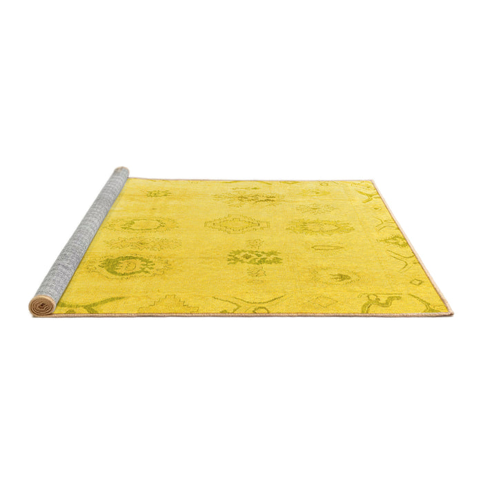 Sideview of Machine Washable Oriental Yellow Traditional Rug, wshabs4317yw