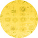 Round Oriental Yellow Traditional Rug, abs4317yw