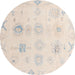 Round Machine Washable Abstract Peach Rug, wshabs4317