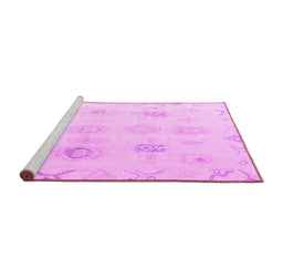Sideview of Machine Washable Oriental Pink Traditional Rug, wshabs4317pnk