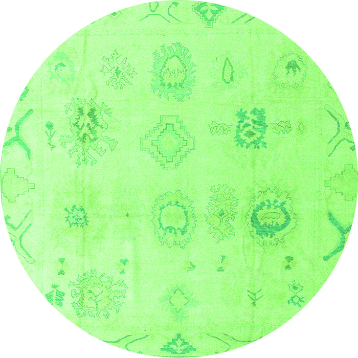 Round Machine Washable Oriental Green Traditional Area Rugs, wshabs4317grn