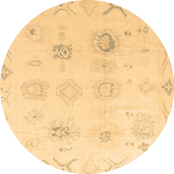 Round Oriental Brown Traditional Rug, abs4317brn