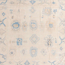 Square Abstract Peach Puff Gold Oriental Rug, abs4317