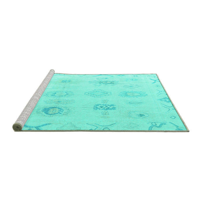 Sideview of Machine Washable Oriental Turquoise Traditional Area Rugs, wshabs4317turq