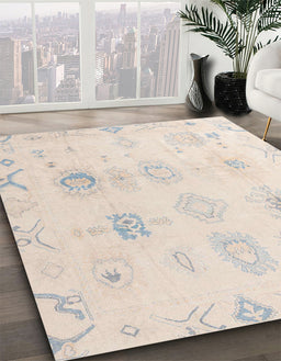 Machine Washable Abstract Peach Rug in a Family Room, wshabs4317