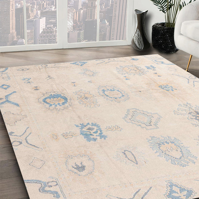 Machine Washable Abstract Peach Rug in a Family Room, wshabs4317