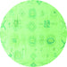 Round Oriental Green Traditional Rug, abs4317grn