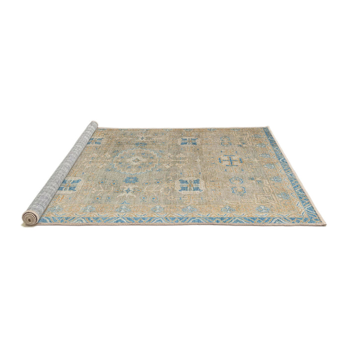 Sideview of Machine Washable Abstract Tan Brown Rug, wshabs4318