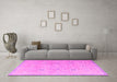 Machine Washable Oriental Pink Traditional Rug in a Living Room, wshabs4318pnk