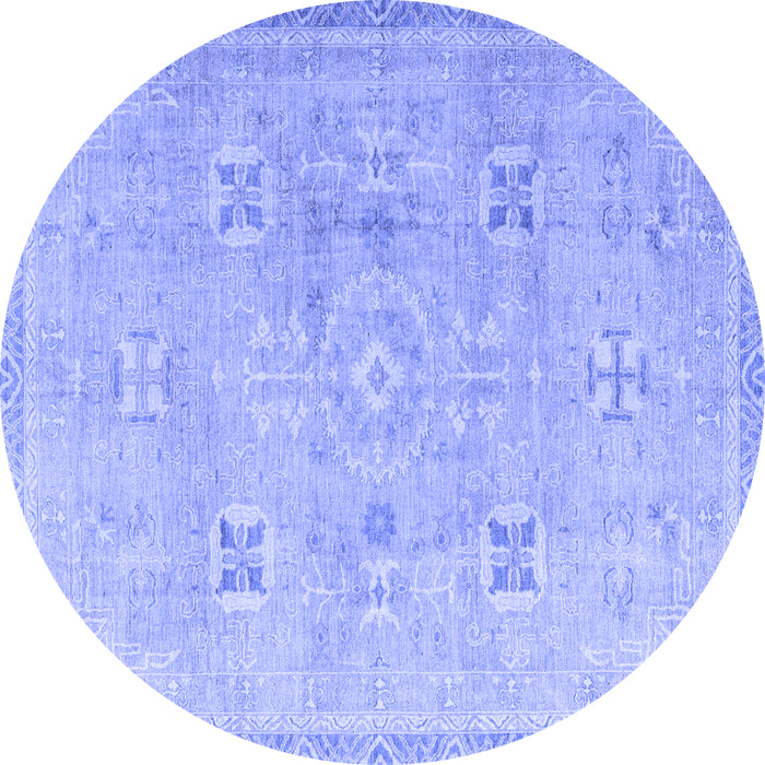 Round Oriental Blue Traditional Rug, abs4318blu