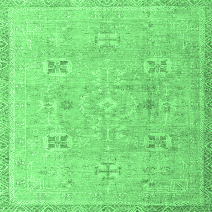 Square Machine Washable Oriental Emerald Green Traditional Area Rugs, wshabs4318emgrn