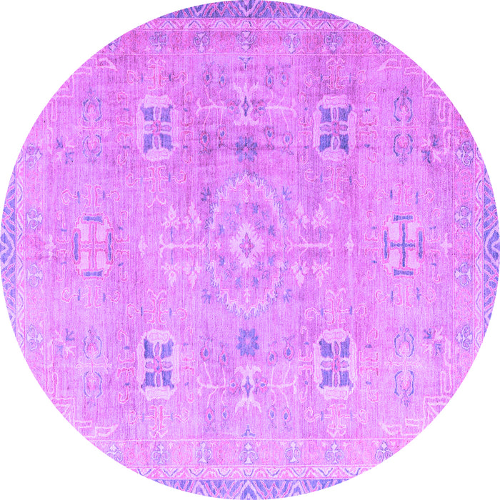 Round Machine Washable Oriental Purple Traditional Area Rugs, wshabs4318pur