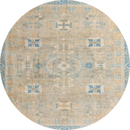 Round Machine Washable Abstract Tan Brown Rug, wshabs4318