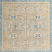 Square Machine Washable Abstract Tan Brown Rug, wshabs4318