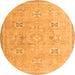 Round Machine Washable Oriental Orange Traditional Area Rugs, wshabs4318org