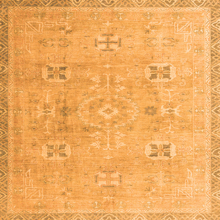 Square Machine Washable Oriental Orange Traditional Area Rugs, wshabs4318org