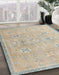 Abstract Tan Brown Oriental Rug in Family Room, abs4318