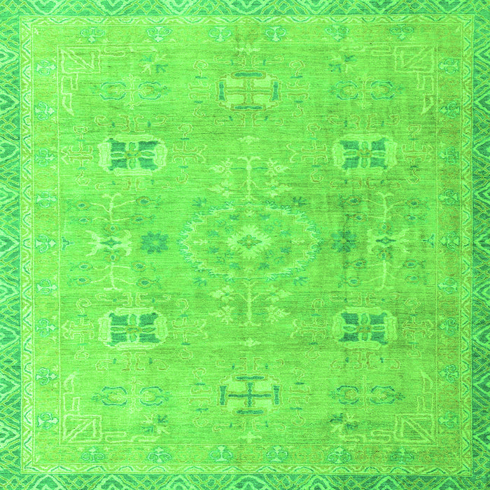 Square Machine Washable Oriental Green Traditional Area Rugs, wshabs4318grn